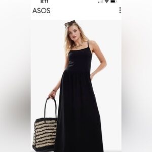 ASOS Design cami maxi dress with full hem IN BLACK US size 8 BRAND NEW WITH TAGS